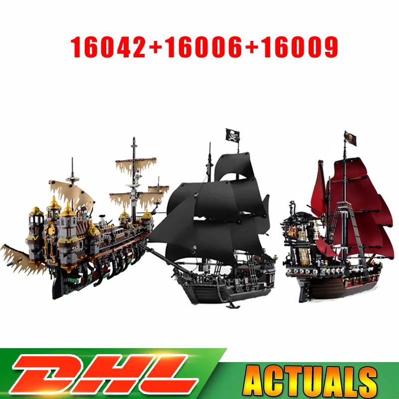 

LEPIN 16042 Pirate of The CaribbeanThe Slient Mary Set+16006 The Black Pearl +16009 Queen Anne's Reveage Bricks Blocks Toy Gifts