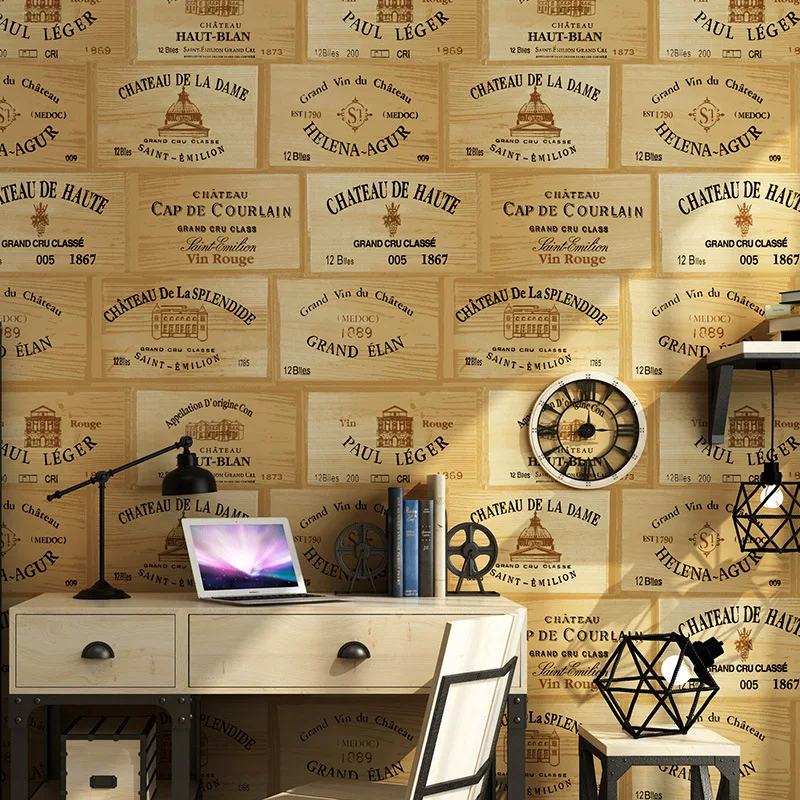 Modern American personality wood 3D wallpaper old wooden industrial restaurant store winery wall papers home decor papel contact
