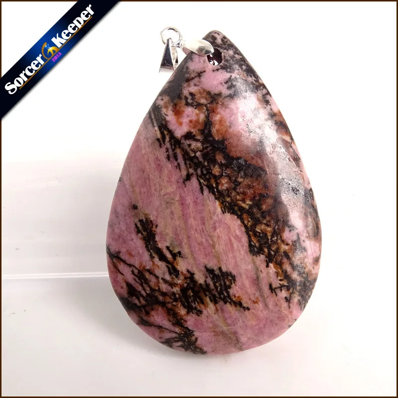 Natural Stone Real Rhodonite Stone Bijoux Vintage Diy Beads Pendant Costume Jewellery Women's Charm Necklace with Gift Box ZS472