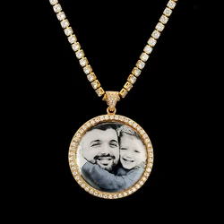 Custom Photo Memory Medallions Solid Pendant Necklace With Tennis Chain Hip Hop Jewelry Personalized Cubic Zircon Chains Gift Custom Photo Memory Medallions Solid Pendant Necklace With Tennis Chain Hip Hop Jewelry Personalized Cubic Zircon Chains Gift