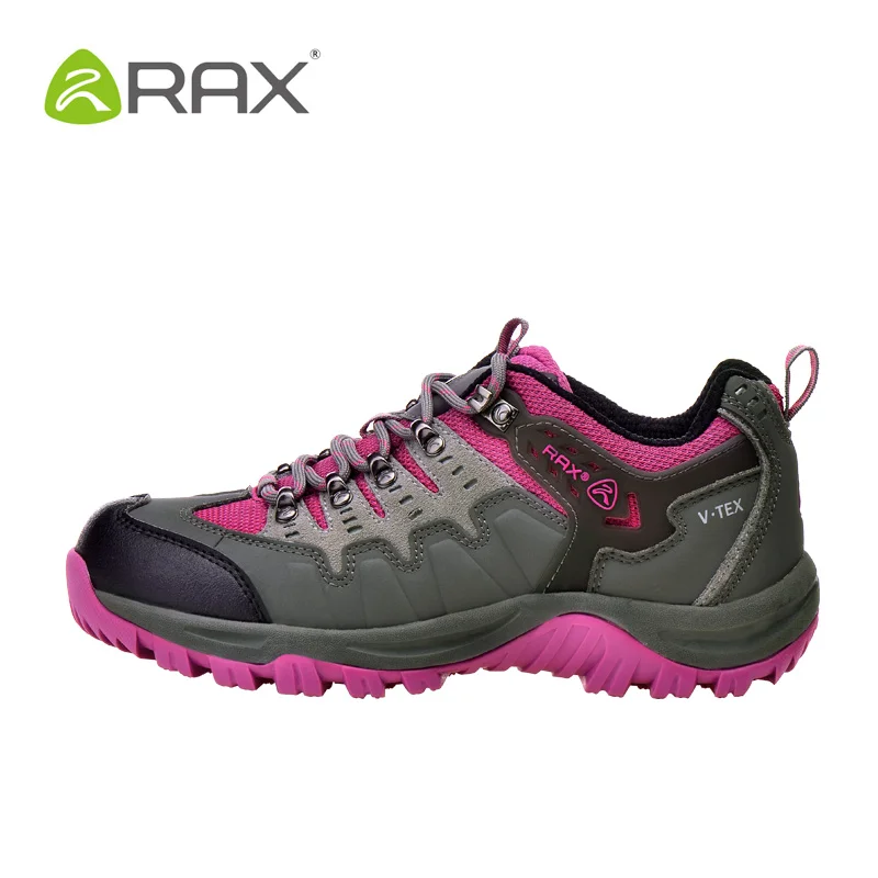 RAX Женская водонепроницаемая кожаная походная обувь женская прогулочная походная обувь для альпинизма и охоты Нескользящие уличные спортивные кроссовки - Цвет: rose red A
