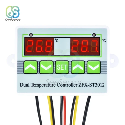 Red Red DC 12V AC 220V 12V 24V цифровой светодиодный двойной регулятор температуры регулирующий термостат для контроллер инкубатора переключатель двойной датчик зонда - Цвет: Red Red DC 12V