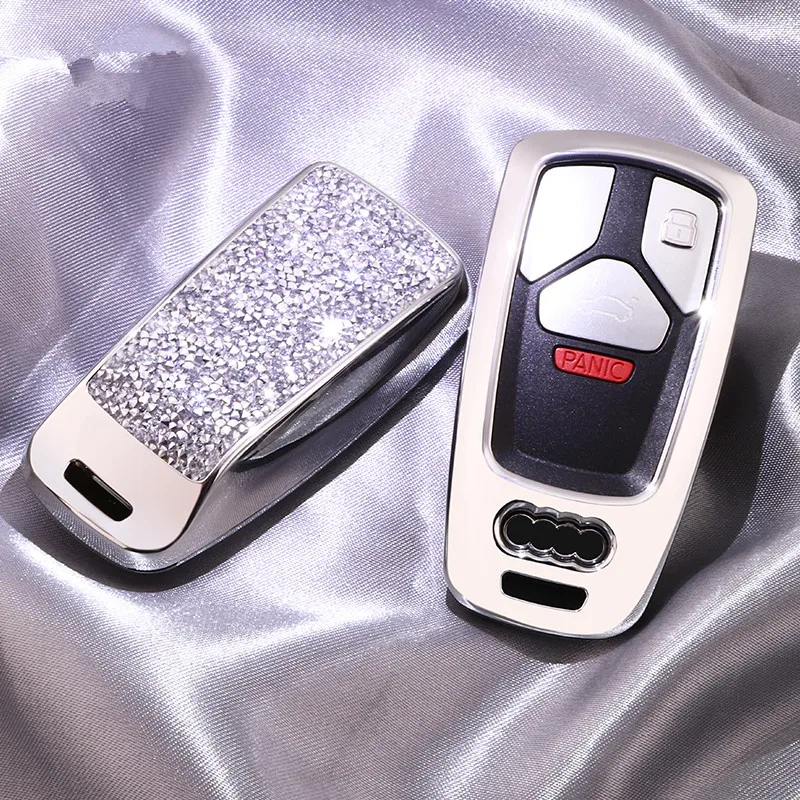 

2019 Luxurious Starry Bling Crystal Diamond Key Case Shell Protector For Audi A1 A3 A4 A5 A6 A7 A8 Quattro Q3 Q5 Q7 2009~2015