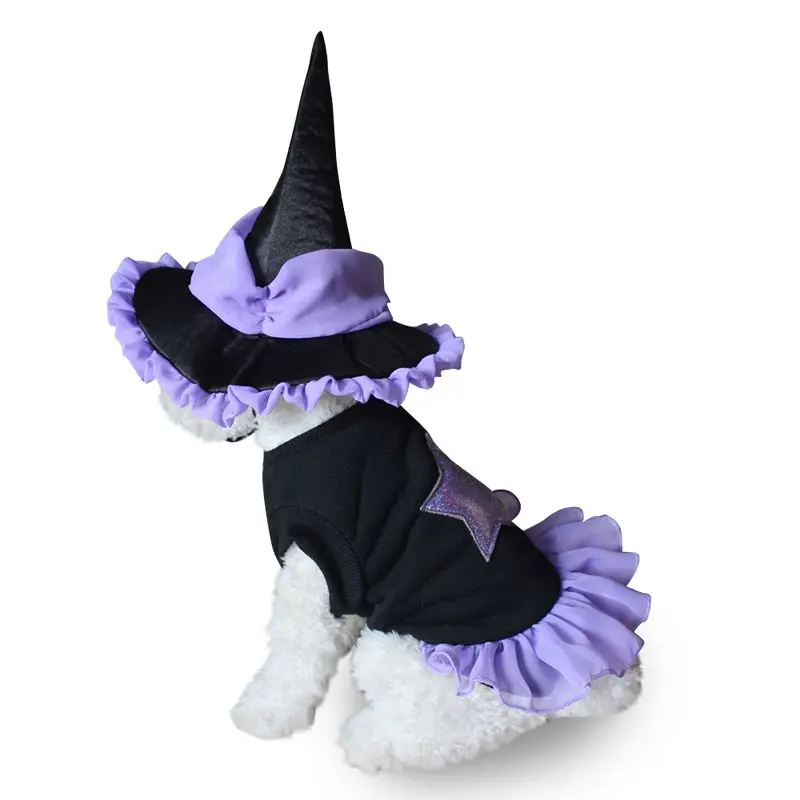 Хэллоуин щенок ведьма горячая собака косплей костюм для праздников забавная Одежда для собак наборы одежды стоячий костюм Одежда для щенков пальто