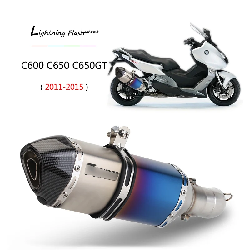 

For 2011-2015 BMW C650GT C600 C650 Exhaust Pipe Motorcycle Mid Pipe Slip On 51mm Rear Escape with Removable DB Killer Muffler