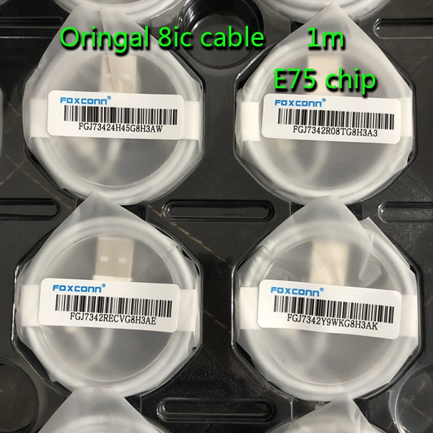 

10pcs/lot Original 1m / 3ft 8ic E75 Chip Sync Data USB charging cable for Foxconn i7 8 6 plus With packing box
