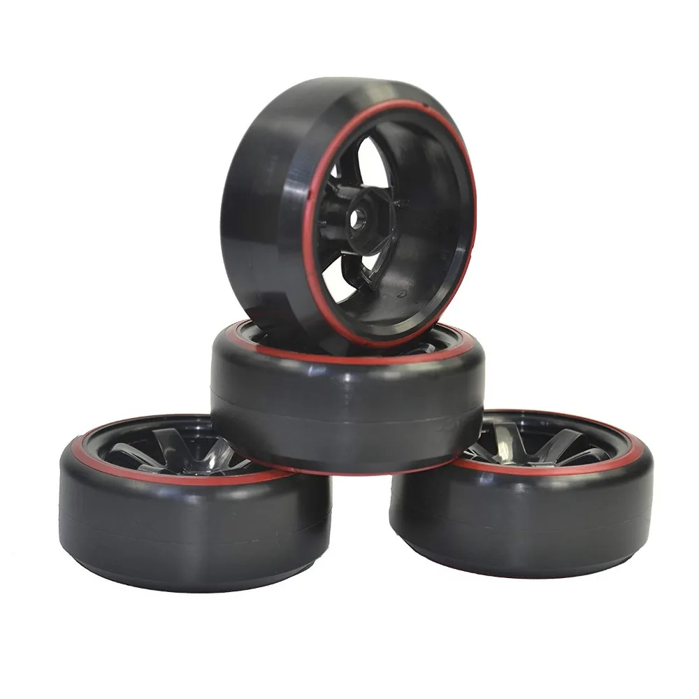 

4pcs 1/10 Rubber Tires Plastic Wheel Rim for HPI HSP RC Racing Car Touring Upgrade Parts