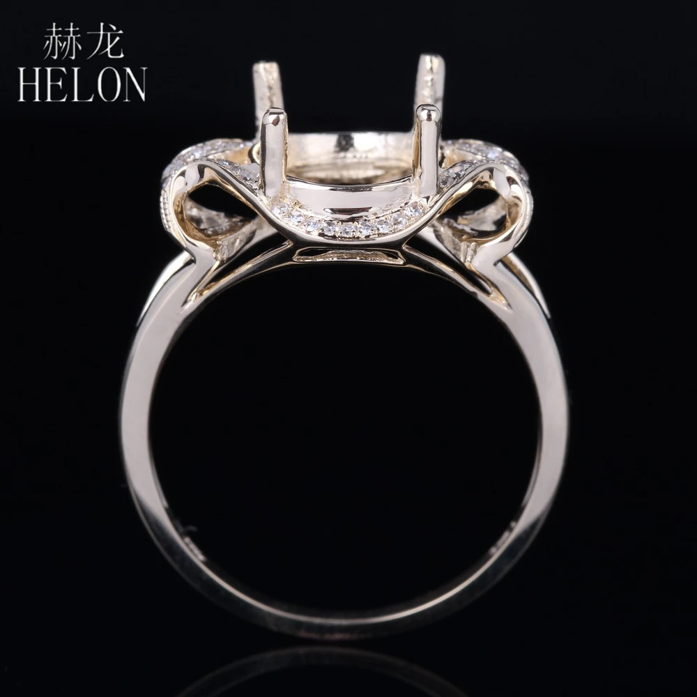HELON 9x8 мм овальной огранки Твердое 14 к желтое золото круглый 0.2ct натуральные бриллианты женские ювелирные изделия обручение Свадьба полукрепление кольцо