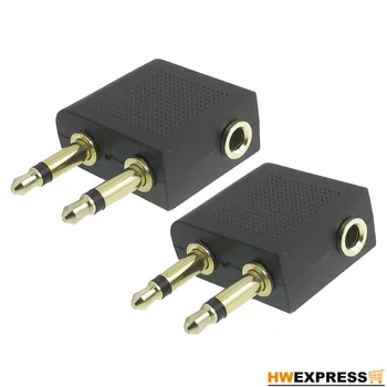 

HWEXPRESS Wholesale 10 Pcs Plated 3.5mm Female to Double Male F/M Airplane Headphone Socket Adaptor
