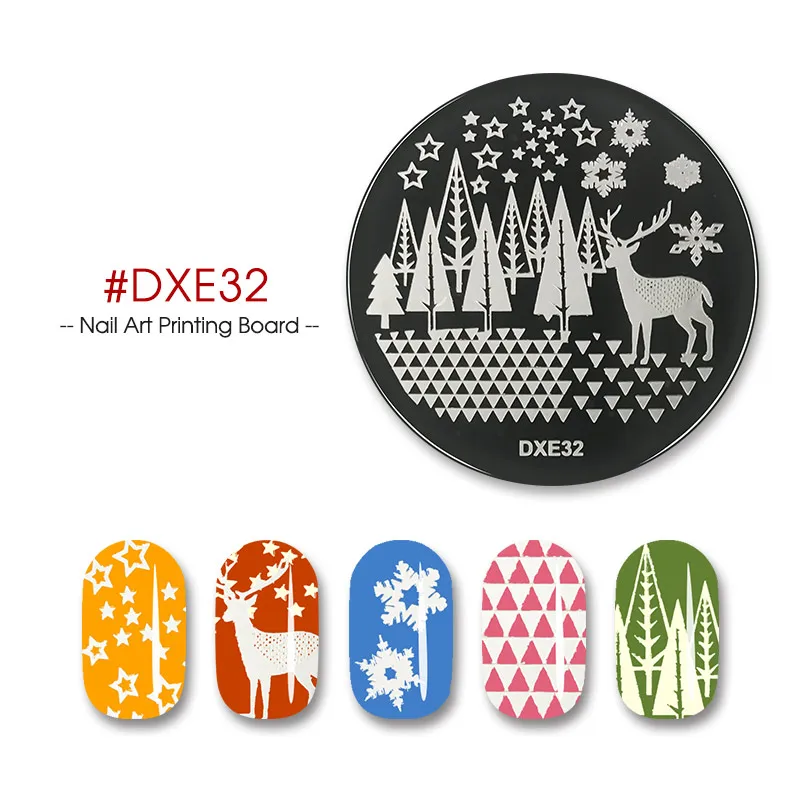 DXE32 Прямоугольные 16 видов стилей для ногтей BUKAKI, штампованные пластины для ногтей, кружевной Цветочный узор с животными, инструменты для штамповки ногтей из нержавеющей стали - Цвет: DXE32