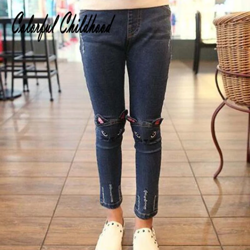Baby Girl S Pants With Cat Pattern Design Elastic Jeans Bebe Vestidos Infant Pants Fashion Toddler Kid Trousers Children S Pant Jeans Aliexpress