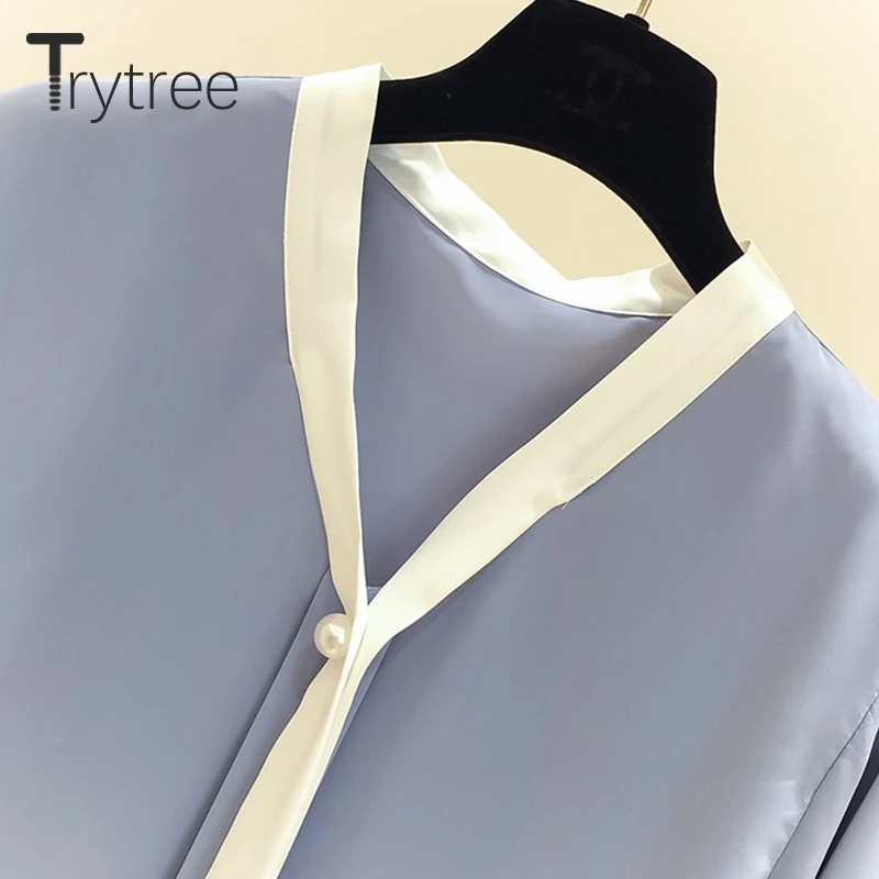 Ttytree/весенне летние блузки Повседневная рубашка для женщин полиэстер Офисная