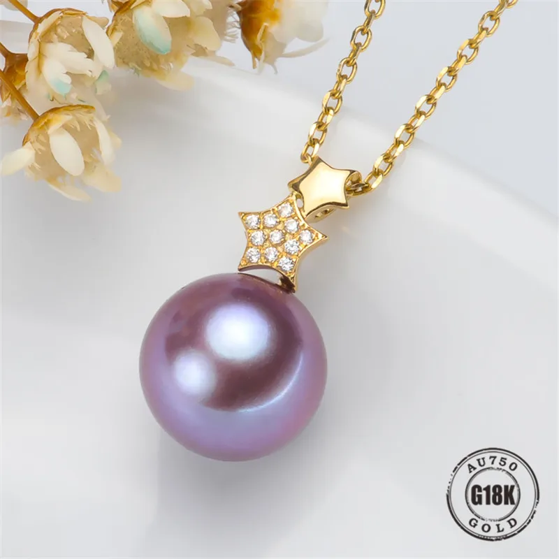 

DIY Pendant Jewelry Findings Blank Pendants Bracket AU750 G18K Yellow Gold Simple Bracket Natural Pearl Cap Accessories