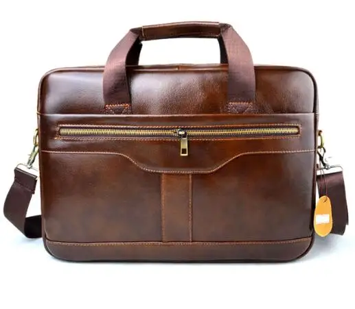 AETOO Мужские портфели из натуральной кожи, мужские сумки через плечо, мужские дорожные сумки на плечо, сумки для ноутбука, коричневые сумки - Цвет: 3