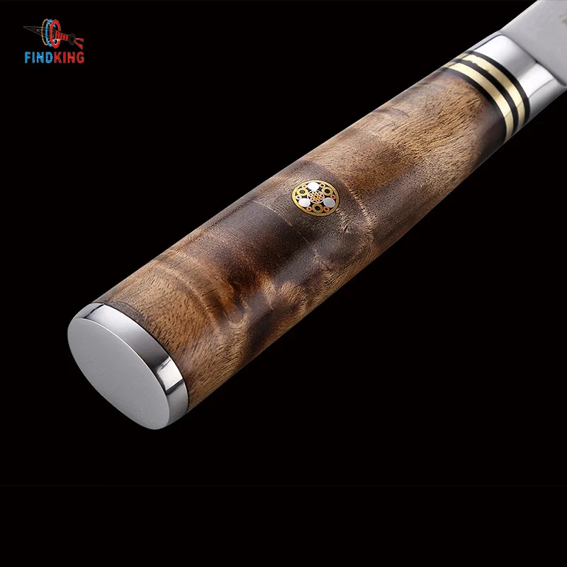FINDKING AUS 10 Дамасская сталь рисунок стрелы Sapele деревянная ручка дамасский нож 5