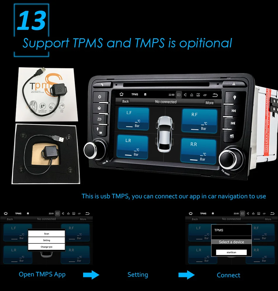 Clearance Eunavi 7" Octa 8 Core 4G RAM Android 8.0 Car DVD Radio Player for Audi A3/S3(2003-2013) stereo with TPMS/OBD2/4G/DAB+/GPS/WIFI 23