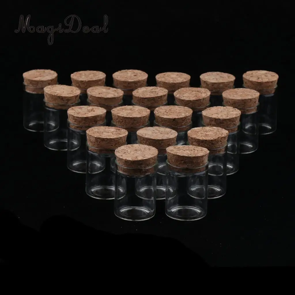 20pcs 15ml Mini Glass Cork Jars Essential Oil DIY Decoration Bottle - Wishing Lucky Vials