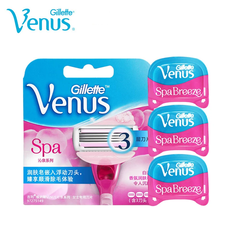 Продажа Gillette бритвенное лезвие для волос на лице Removel для женщин Venus Breeze бритвенные лезвия женские розовые бритвенные волосы серии 3 шт. упак.