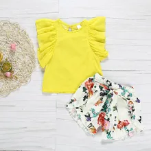 Одежда для маленьких девочек комплекты летней детской одежды из 2 предметов Детские футболки штаны с цветочным принтом для маленьких девочек; От 1 до 5 лет