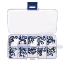 100Pcs/Box RM065 Carbon Film Horizontal Trimpot Potentiometer Assortment Kit 10 Values Variable Resistor 100 ohm-1M ohm
