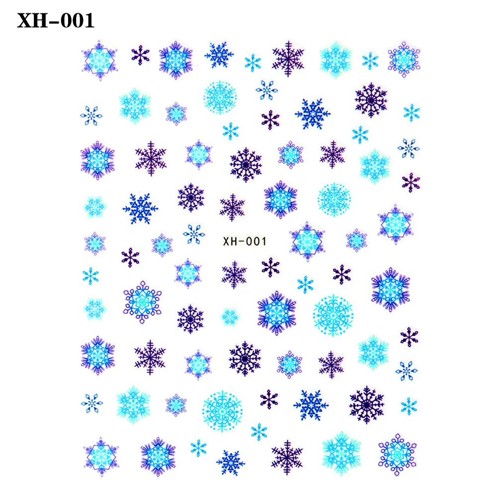 11 видов конструкций переводные наклейки для ногтей, новогодняя зимняя новогодняя Снежинка Xmax Harajuku, наклейки для ногтей, инструмент для украшения - Цвет: XH-001