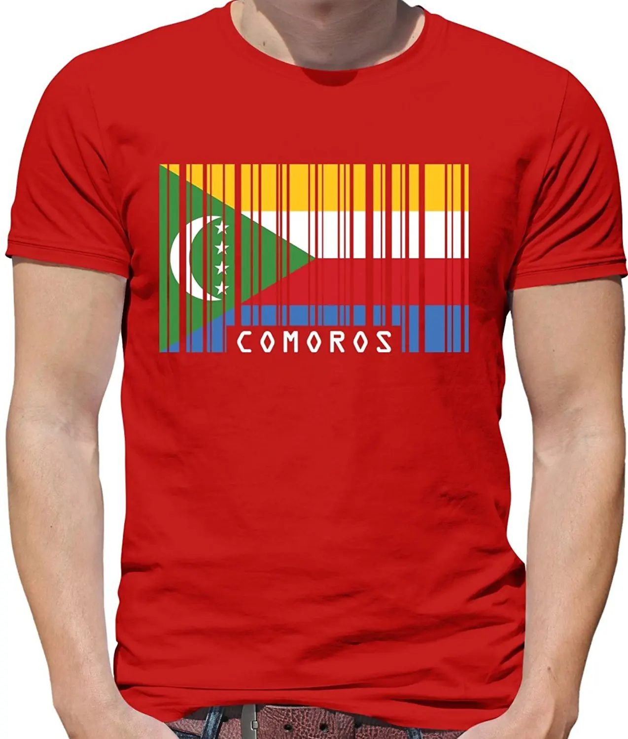

New 2019 Fashion Hot T-Shirt Summer Style Funny Comoros Barcode Style Flag - Mens Crewneck T-Shirt - 7 Colourskids T Shirts