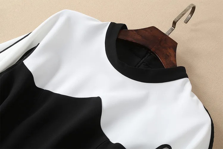 Élégante Pour Femmes cou O Manches Noir Manteau Patchwork Bureau Robes 2019 Sexy Longues Split Mini Designer De Robe Femelle Nouveau Partie Vêtements PHZwqgxv