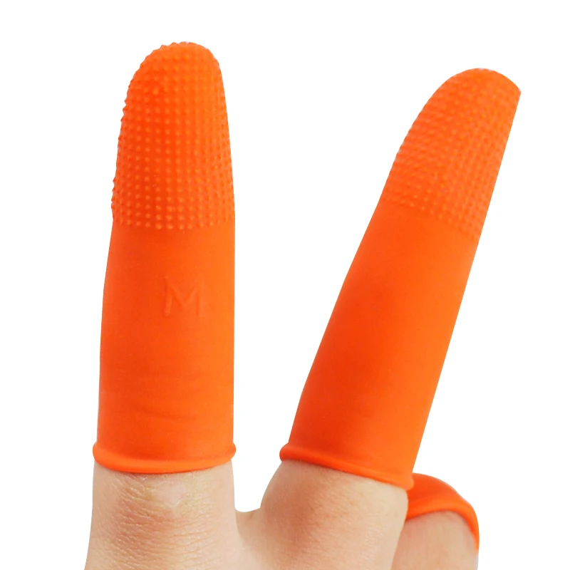

FGHGF 100pcs Protective Antislip Fingertips Gloves Latex Rubber Finger Cots Antistatic Gloves Orange
