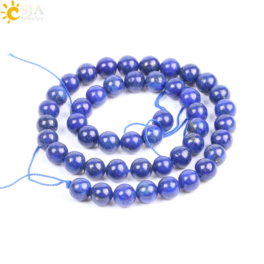 

CSJA Wholesale Natural Stone Blue Lapis Lazuli Loose Beads 1 Strand 8mm for Bracelets Necklace DIY Making Women Men Jewelry F188