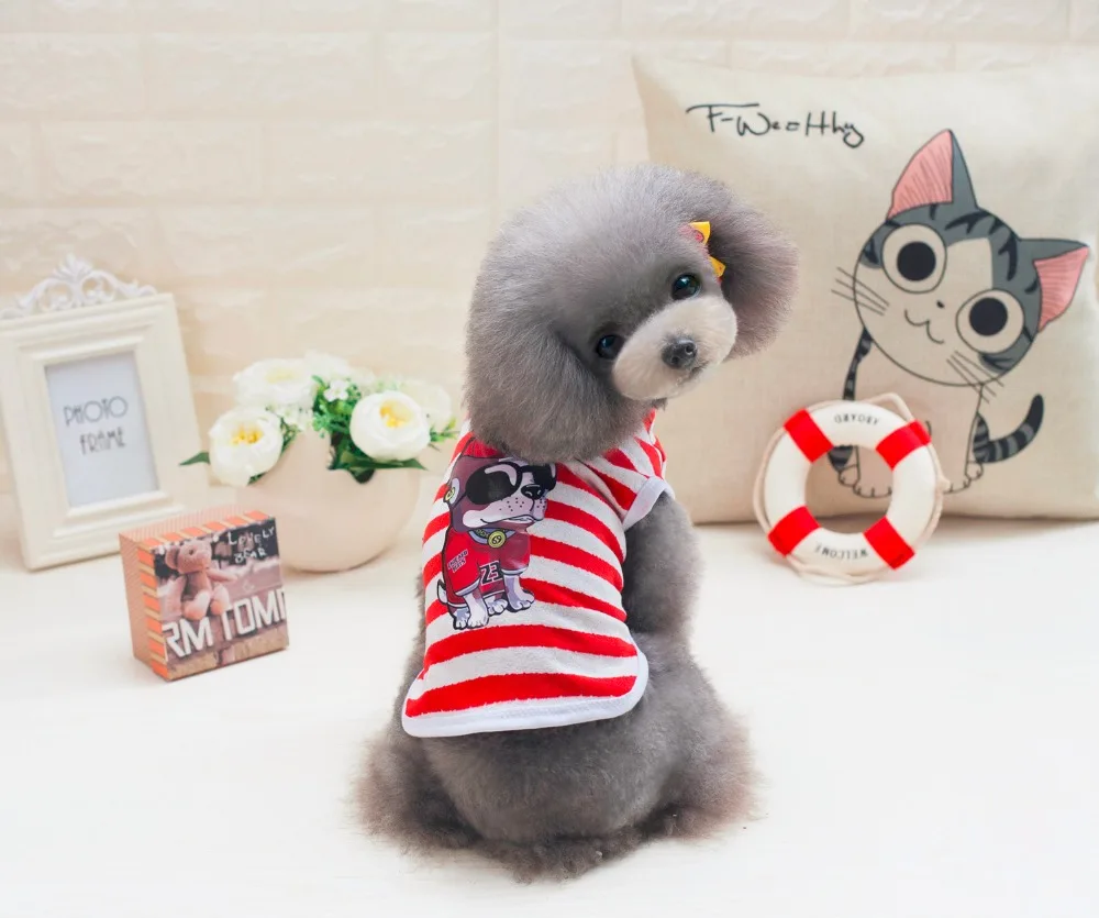 Cute Pantou Printing Pet Dogs Summer Vest Coat Small Puppy Dogs