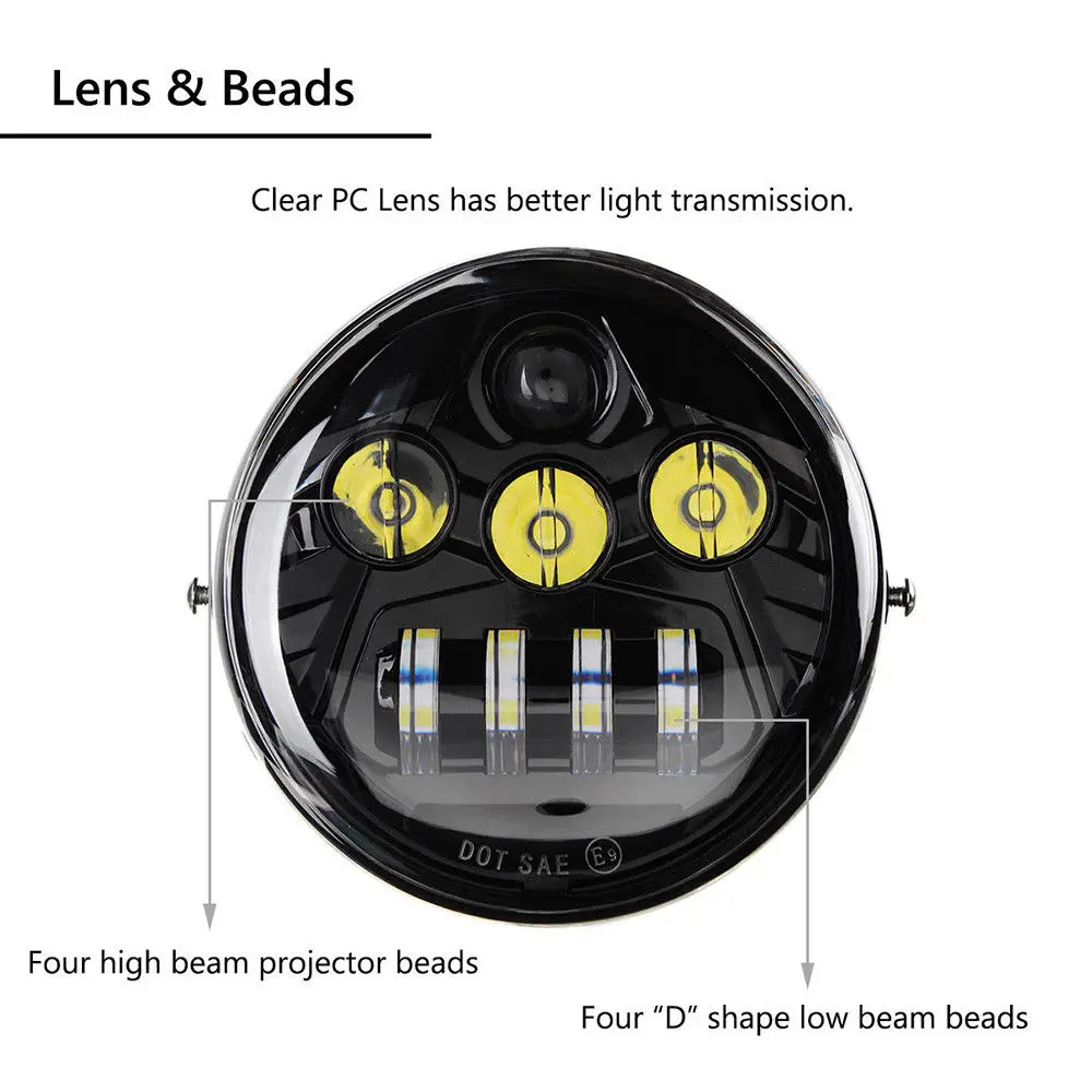 LED Headlight DOT for Harley V Rod VROD VRSCF VRSC VRSCR 2002-2017 Black32