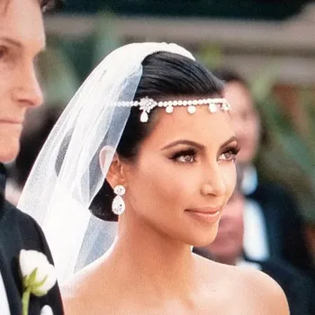 

Hot Sell Kim Kardashian Wedding Bride Jewelry Hair Accessories Rhinestone Flower Headbands