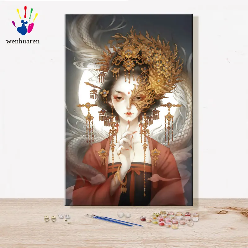 

paint by numbes art painting by numbers Cartoon Chinese style Suit combination oil Painting characteristic Filling and coloring
