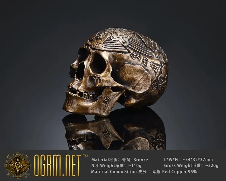 Ogrm Fine Miniature Mini Bronze Bone Cast Kapala Carved Human