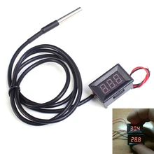 0.36 Inch Red Digital DS18B20 Thermometer Waterproof LED Display Temperature Sensor Meter Tester DC4-28V -55~125 Celsius