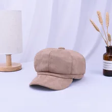 Новинка года; Брендовая женская шапка-берет; винтажные замшевые шапки-береты для девочек; Повседневные шапки для девочек; восьмиугольная кепка