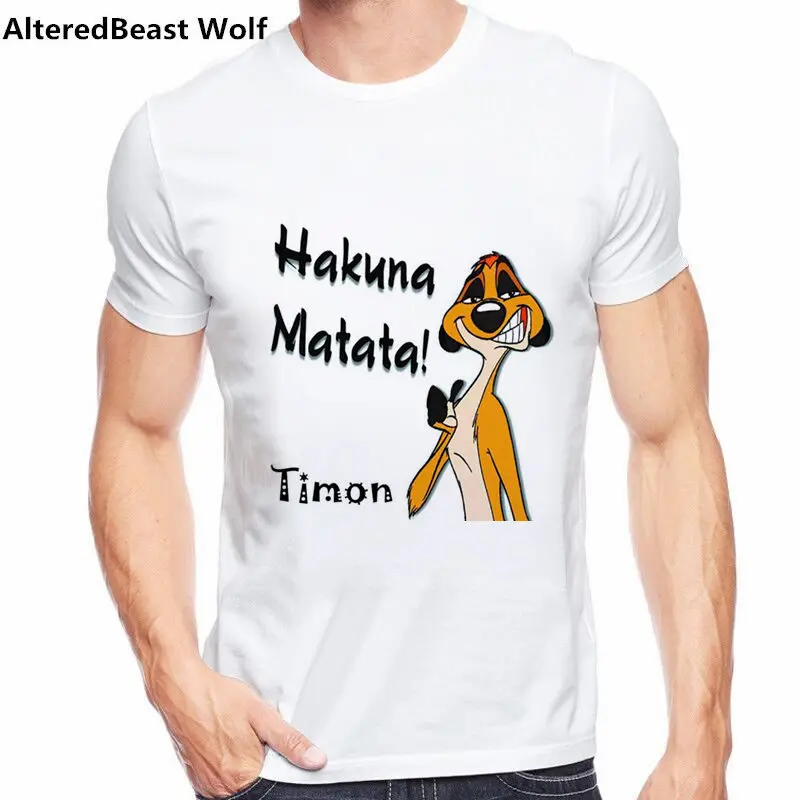 

Hakuna Matata Timon dog t shirt men printed harajuku the lion king vogue T-shirt Summer casual short sleeve fashion tops tee