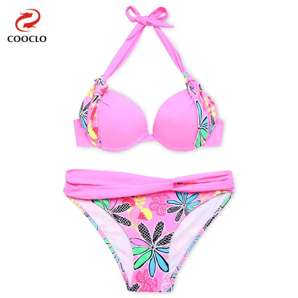 

COOCLO New 2019 Bikini Set Push up Swimsuit Dot Print Swimwear Women Bathing Suit Tie-side Bottom Brazilian Biquinis Beach Wear