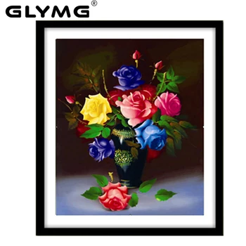 

GLymg Needlework Diamond Embroidery Diy Diamond Painting Cross Stitch Multicolor Color Flower Vase Rubik's Cube Drill Picture