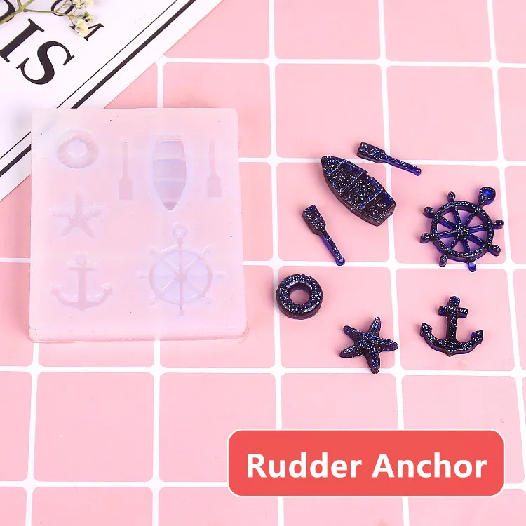 1pc Sea style Rudder Anchor Fashion Necklace Silicone Mould DIY Resin Decorative Craft Jewelry Making epoxy Molds Fondant Mold