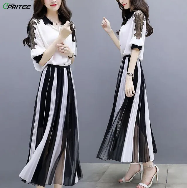 Striped Palazzo Pants ансамбль роковой Deux штук широкие брюки комплект из двух предметов топ и брюки шифон Офисные женские туфли Conjunto Feminino