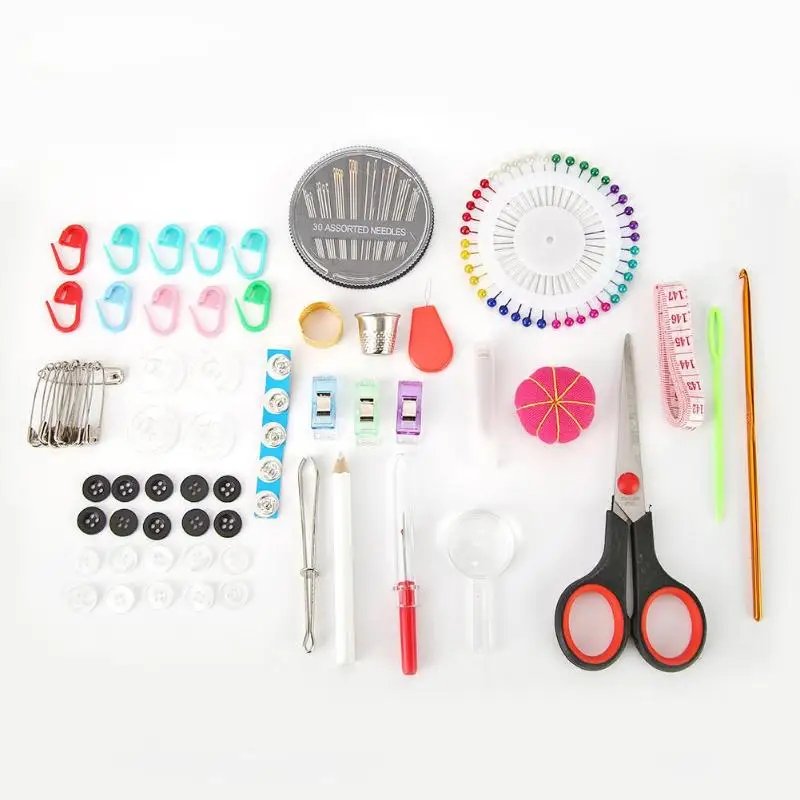 27-282pcs/set Portable Travel Sewing Box Kit Sewing Thread Stitches Knitting Needles Tools Cloth Buttons Craft Scissor Mom Gifts