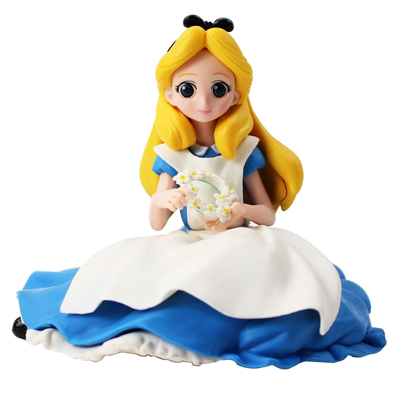 

14cm Q Posket Princess Dolls Alice in Wonderland Crystalux PVC Action Figure Collectible Model Toy Gift For Girls