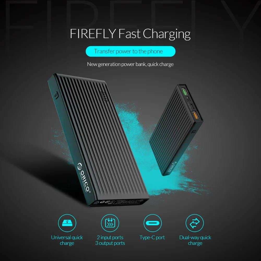  ORICO 20000mAh Power Bank QC3.0 Quick Charge 18W Powerbank External battery For iPhone Huawei Samsu