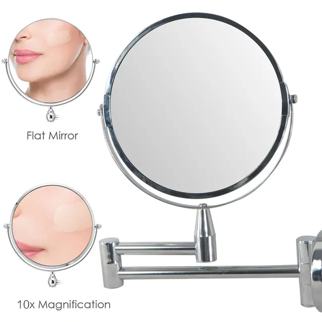 1pcs Bathroom Makeup Mirror 10x Magnification Wall Mounted Vanity 1pcs Bathroom Makeup Mirror 10x Magnification Wall Mounted Vanity 8 Inch Double Sided Swivel