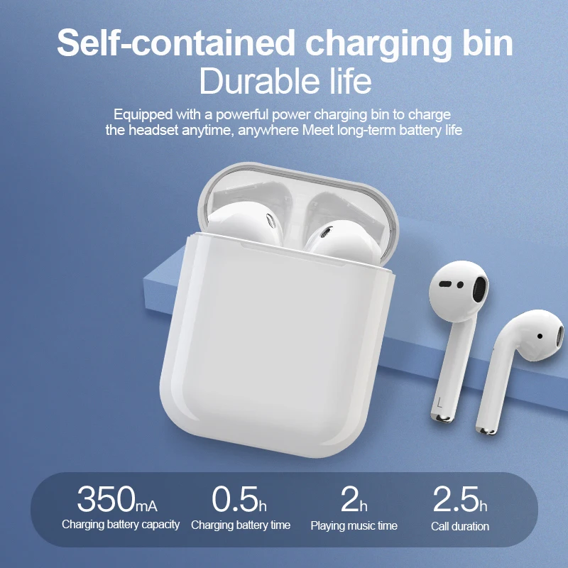 

i12 TWS Earbuds Wireless Stereo Bluetooth Earphone Touch Mini Sports Headset With Microphone For Smart Phones Pk i7s i10 i13 tws