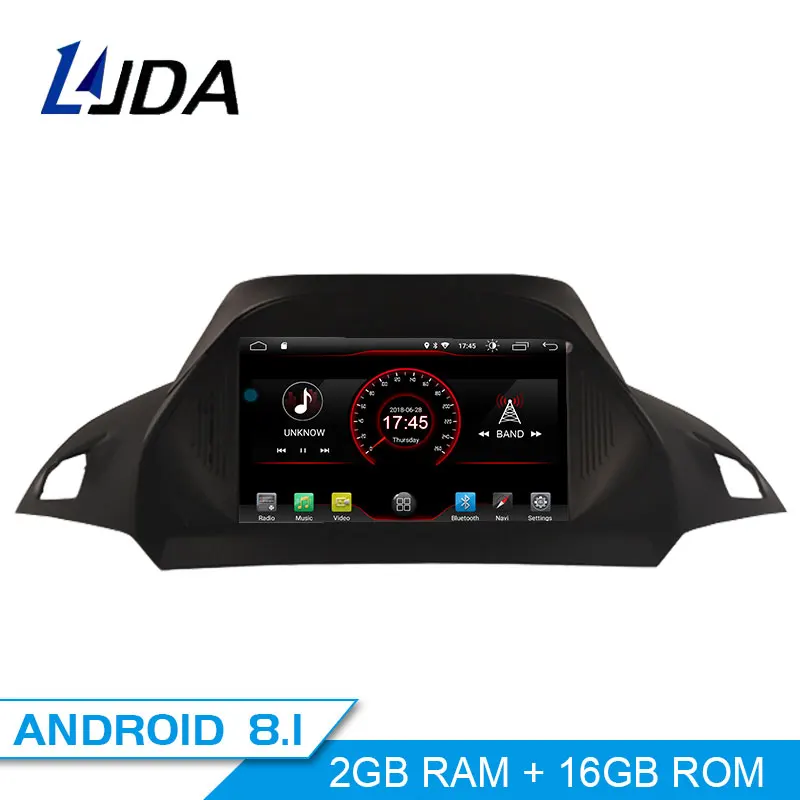 

LJDA Android 8.1 Car DVD Player For Ford Kuga Escape C-Max 2013 2014 2015 GPS Navigation 2 Din Car Radio Multimedia WIFI Stereo