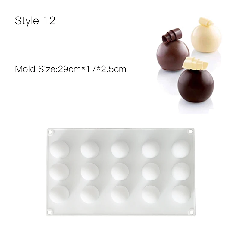 Форма для украшения торта, 3D силиконовые формы для мусса, форма для десерта, форма в форме сердца, инструмент для декорации торта, форма для выпечки шоколадного домового - Цвет: Style 12
