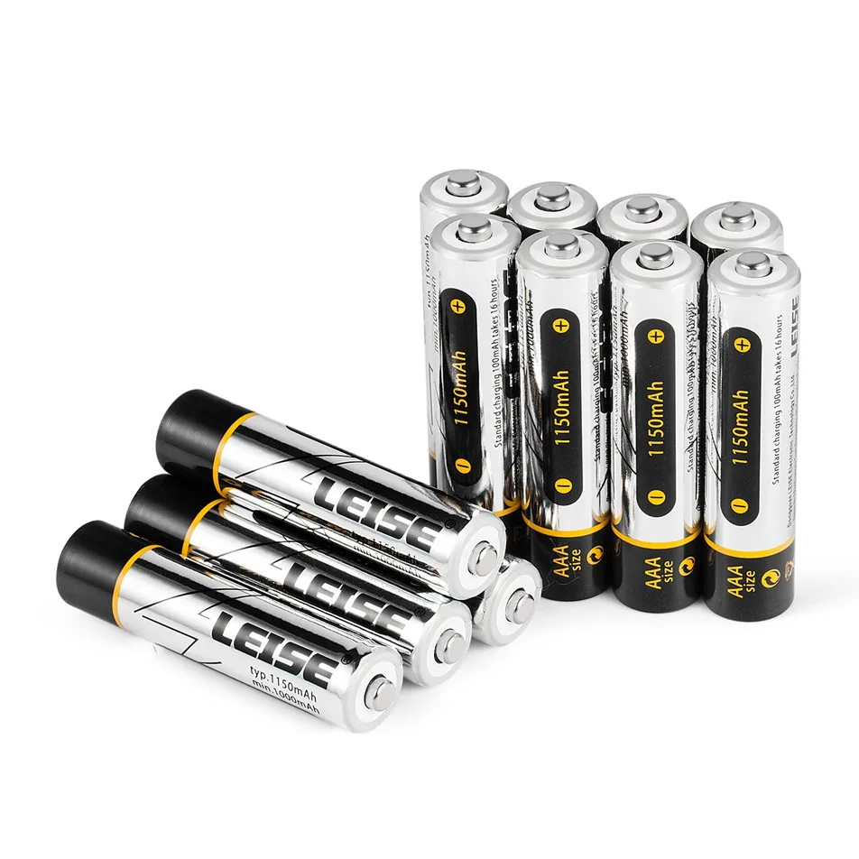 Leise 12 шт AAA 1150 mAh аккумуляторная батарея 1 2 v nimh 3a с чехлом для