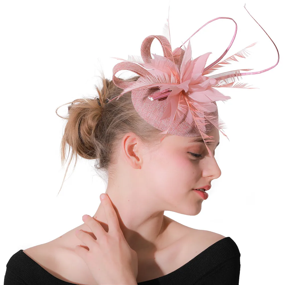 Ladies Peach Wedding Fascinator Hats 